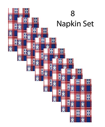 Newbridge American Stars And Stripes Cottage Plaid Cotton Weave Fabric Tablecloth, Indoor Outdoor Red, White And Blue Americana Jacquard Heavy Weight Tablecloth, 60" X 102" Oblong/Rectangle #TOP4