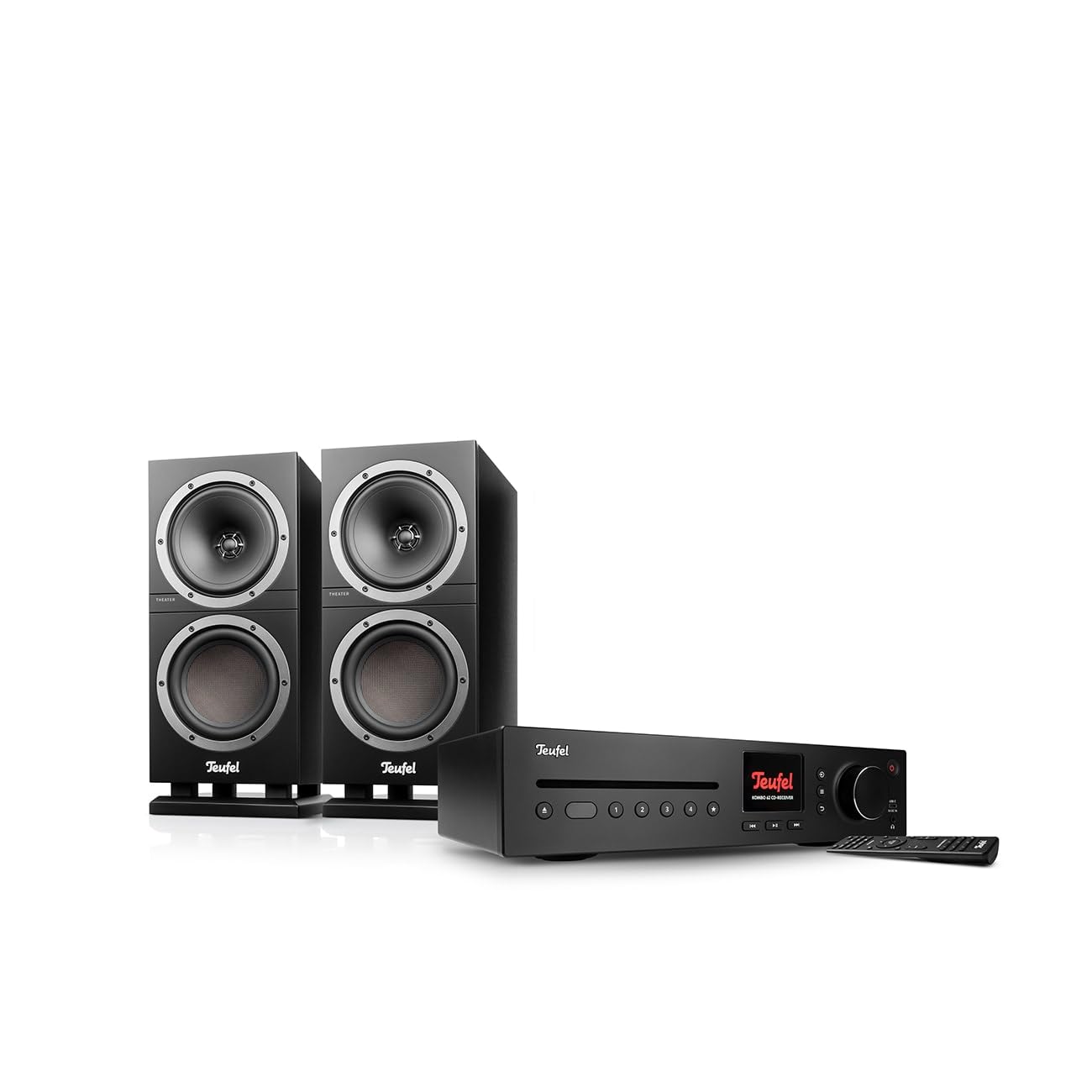 Teufel Theater 500S KOMBO 2 Sistema de Sonido - Sistema de Altavoces estéreo HiFi con Bluetooth aptX, WLAN, Sonido Premium, Radio Digital Dab+, Receptor de CD (Negro) (Negro)
