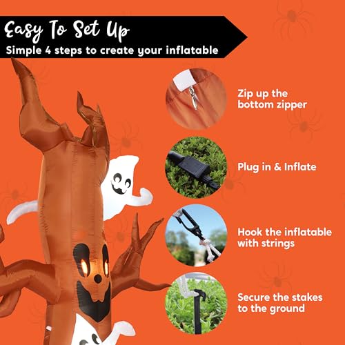 8FT Halloween Inflatable Scary Tree with Ghost Decor, - image 6