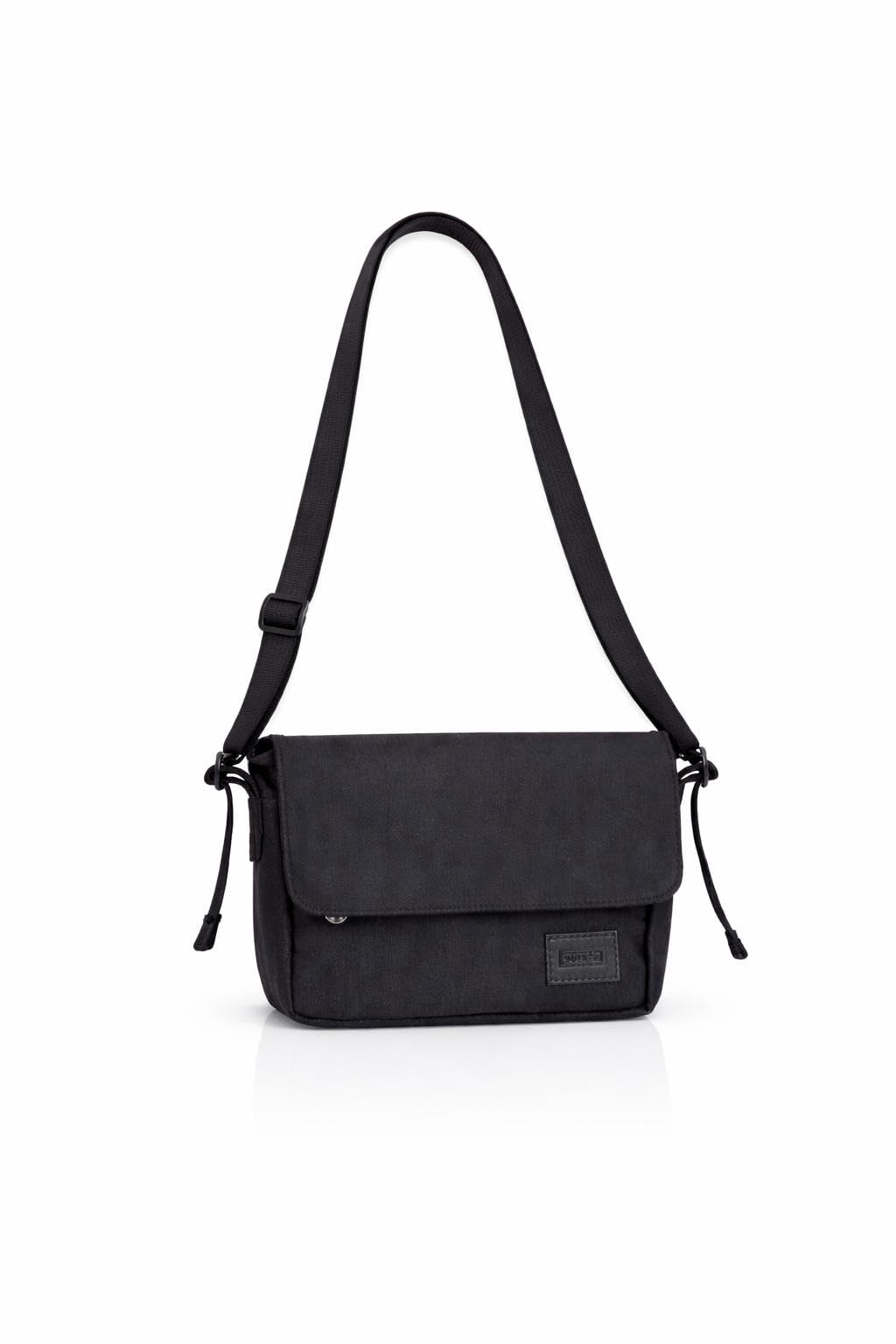 Z Compact Sling – Carbon Black. Stylish, compact crossbody with magnetic flap, zip back pocket & 3 compartments. Lightweight, adjustable, perfect for daily use & travel-image-21