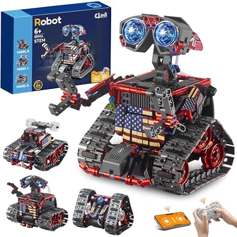 JOJO&Peach Stem Robot Building Toys, Remote & APP Controlled 4 in 1 Wall Robot/Stunt Car/Triangle Robot, STEM Projects Creative Gifts Toys for Boys Girls 6 7 8-12 (560 Pieces) Cover