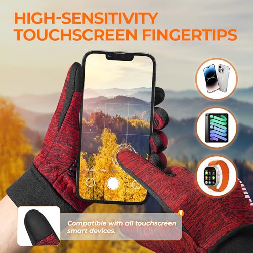 Image of rivmount Lightweight Winter Running Gloves, Touch Screen & Anti-Slip Warm Thermal Glove Liners, Cool Weather Driving Cycling Hiking Biking Walking Sporting for Women Men
