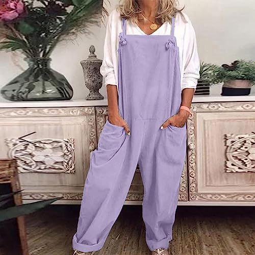 Peto de algodón y lino para mujer con tirantes ajustables talla S-5XL 2