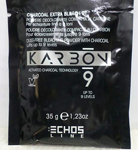 Echos Line Karbon 9 - Polvo descolorante al carbón | Aclara hasta nueve tonos | Bolsa de 35 g