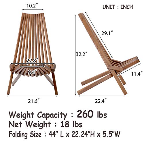 Daxue Folding Garden Chairs Solid Wood Outside Foldable Low Profile Acacia Wood Lounge Chair For Indoor Outdoor Handcrafted Patio Seating No Assembly Required Beach Yard Balcony Furniture #TOP2