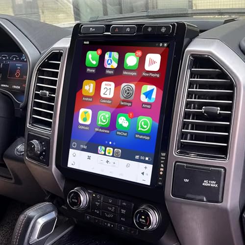12.1 Inch Android 13 Car Radio for Ford F150 2015-2022 F250 F350 F450 2017-2022,Snapdragon 665 Car Stereo Upgrade,Tesla Style Touch Screen Head Unit Carplay,Android Auto,WiFi,4G,AM FM,Fast Boot