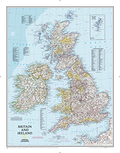 National Geographic Britain and Ireland Wall Map - Classic - Laminated (23.5 x 30.25 in) (National Geographic Reference Map)