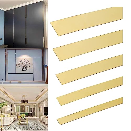 BBTISG Moldura Flexible Metalizada de Pared 15 mm x 5 m Molduras Decorativas Para Pared Dorada de Acero Inoxidable Despegar y Pegar para Decoración de Paredes Molduras de Pared Espejo
