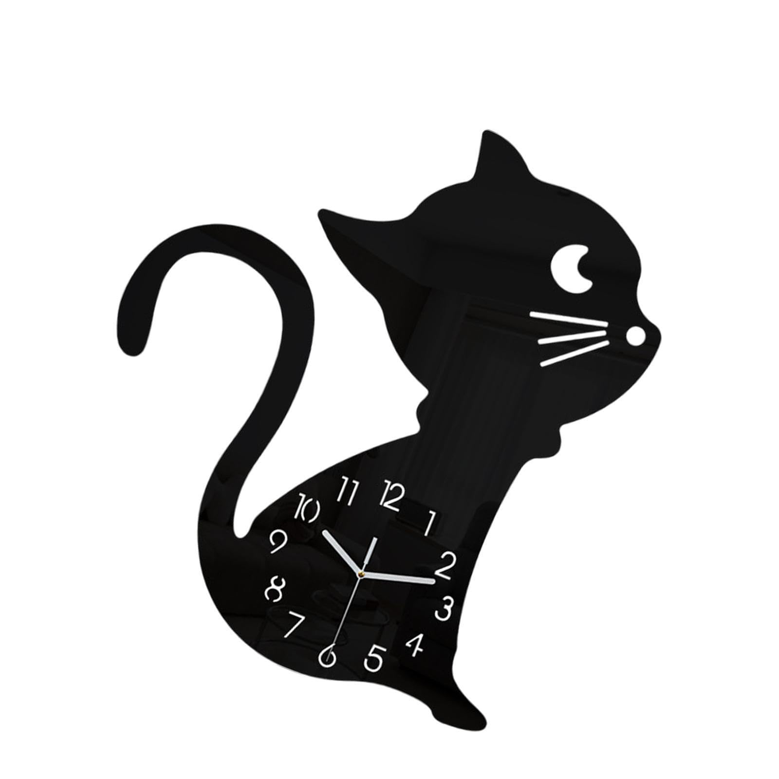 TWISAXC Silent Clock For Bedroom Unique Cat Shaped Wall Hanging Decorative Timepiece Sturdy Wall Clock Lovely And for Creative