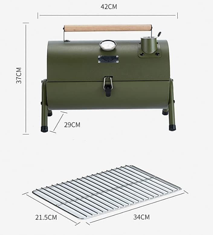 Miniatura 2 de Parrilla de carbón portátil al aire libre barbacoa patio camping picnic barbacoa estufa para 3-5 personas parrilla de carbón portátil (verde)