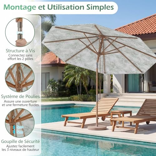 Parasol de jardin inclinable vert pour bloquer le soleil tournant