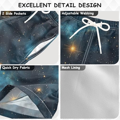 Pigsaly Boys' Swim Board Shorts Outer Space Starry Sky Boy's Swim Trunks Kids Swimwear 5T Multicolor3