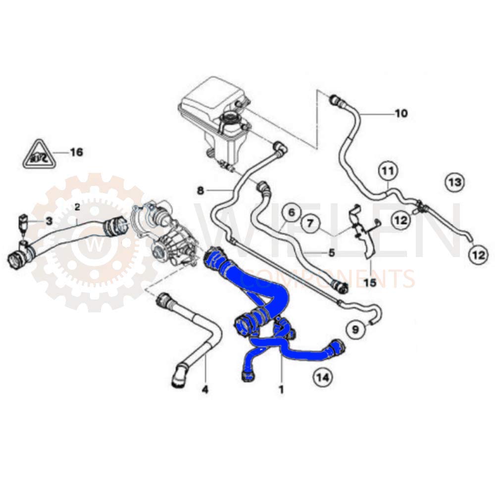 MANICOTTO RADIATORE COMPATIBILE CON TUBO RAFFREDDAMENTO ACQUA BMW 7 735i li 745i li 17127508010