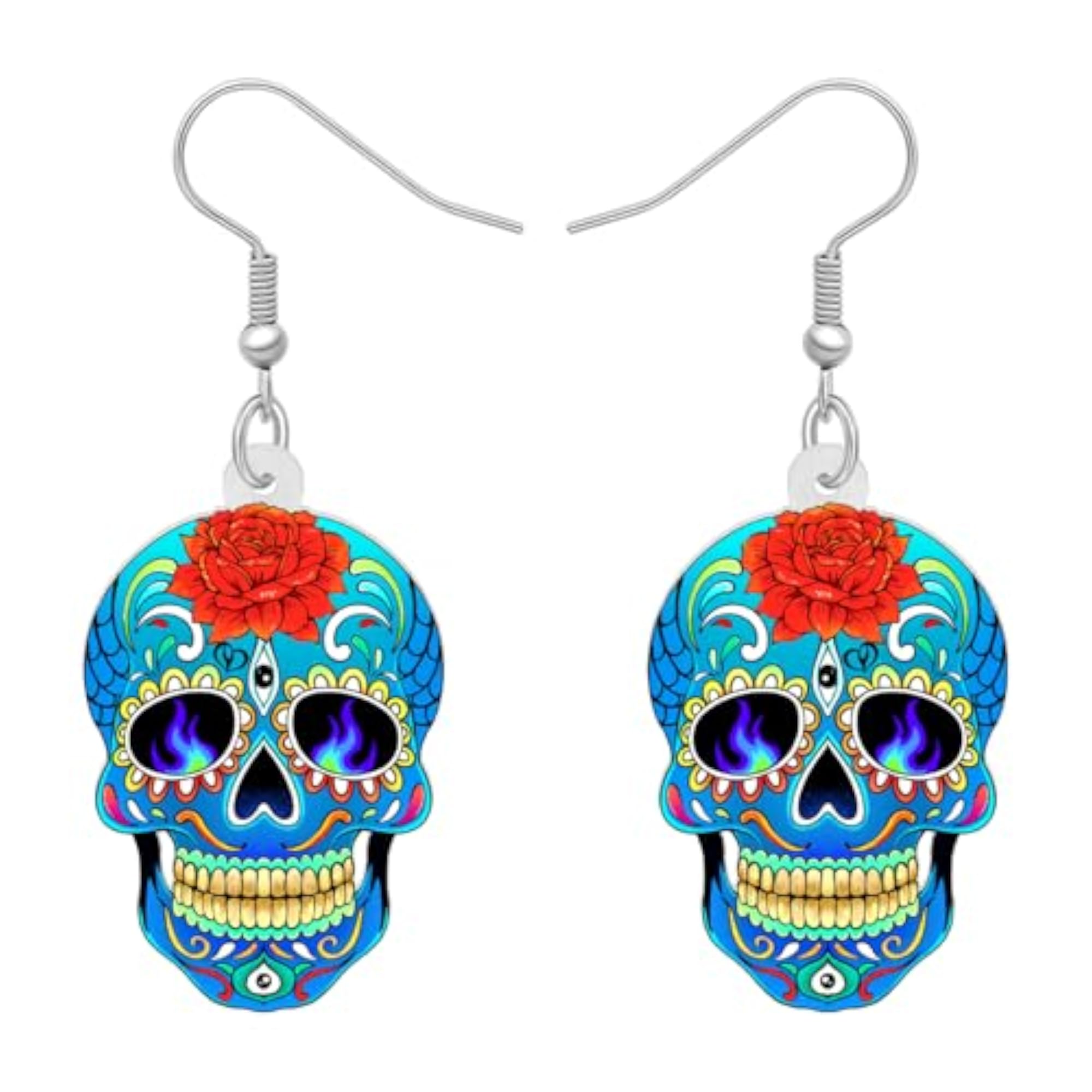 Women's Acrylic Drop Dangle Skeleton Skull Earrings, Novelty