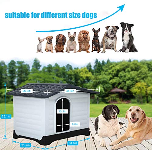 Dog House, Large Dog House for Small Medium Large Dogs, Water Resistant Ventilate Plastic Durable Indoor Outdoor Pet… - Image 3