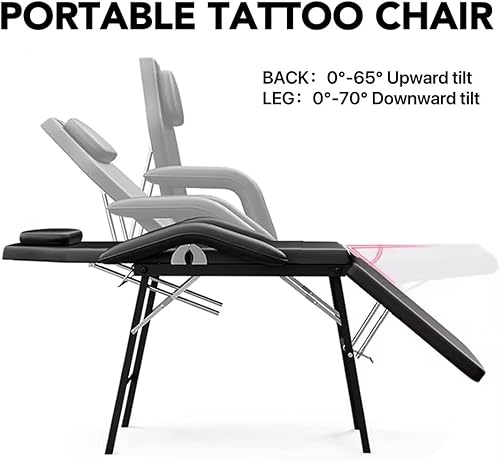 Miniatura 3 de Mesa de masaje facial ajustable, reposacabezas y reposabrazos extraíbles, silla portátil de tatuaje para masaje profesional, sala de tatuajes, spa,