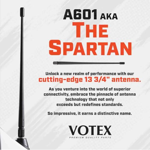 Votex - The Spartan - 13 3/4 Inch Rubber Antenna fits Harley Davidson Motorcycles Accessories - Black Carbon Fiber Trim - Tuned Internal Copper Coil - Part Number A601-HAR-15