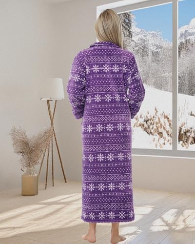 Image of Alexander Del Rossa Long Zip Up Robes, Plush Zipper Robes for Plus Size, Housecoats Zipper Front