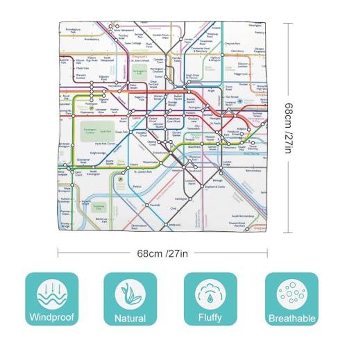 London Tube Map Women's Headband Printed Breathable Lightweight Scarf Square Scarf2