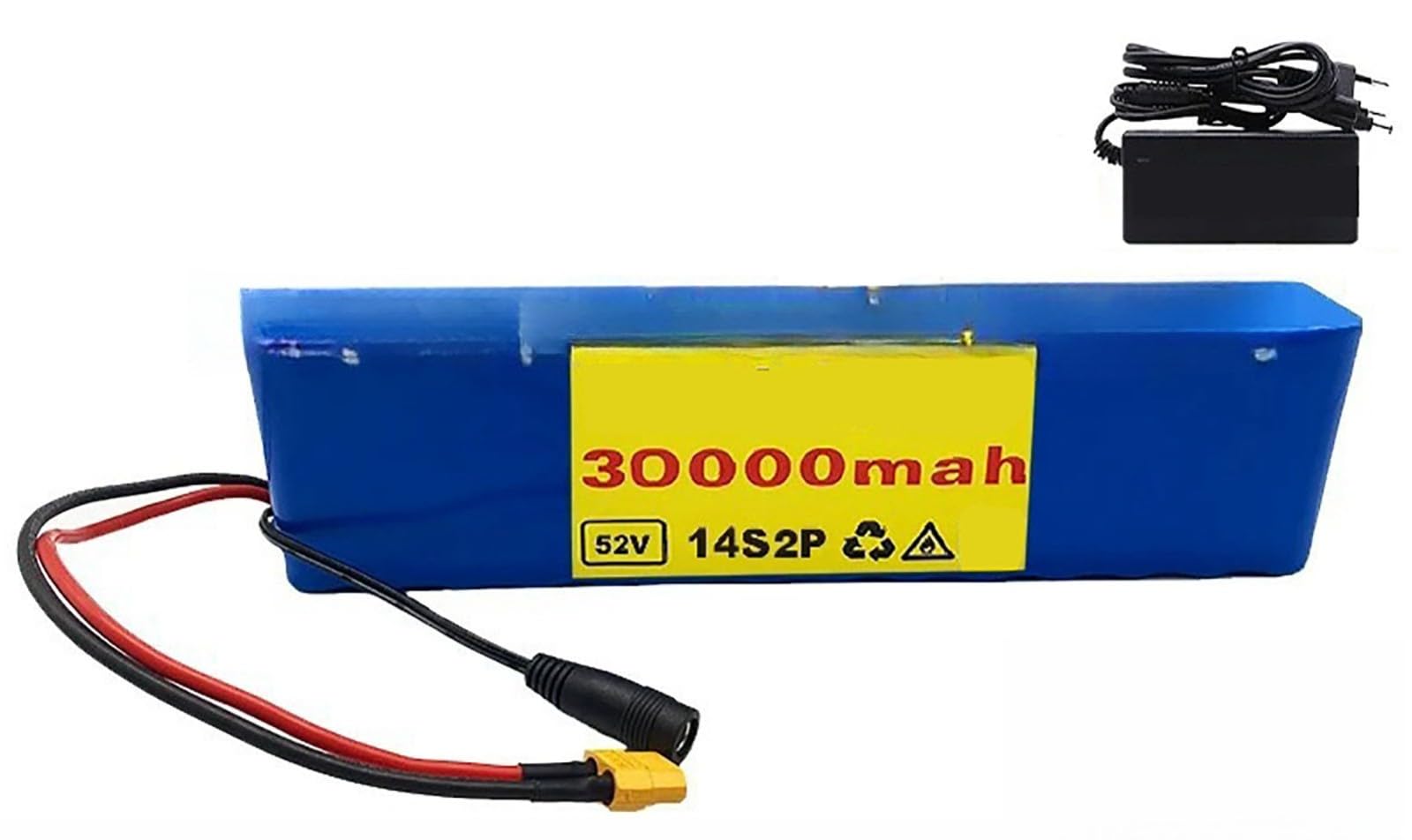 52V 30Ah Ebike Batteria 52V 14S2P Batteria Per Bicicletta Elettrica Batteria Impermeabile PVC Con Caricatore 52V 30Ah,XT60+DC