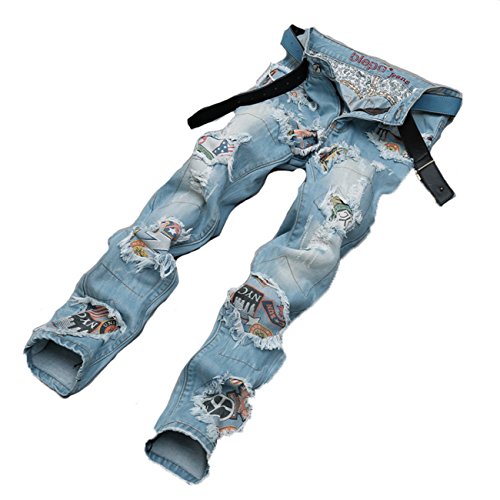 D Zroid Colorful Cloth Patch Hiphop Trousers Mens Pant