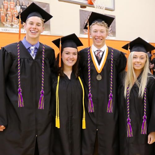 Image of Graduation Honor Cords Purple and Gold Graduation Cords with Tassels, 67 inch Long for Graduation Students