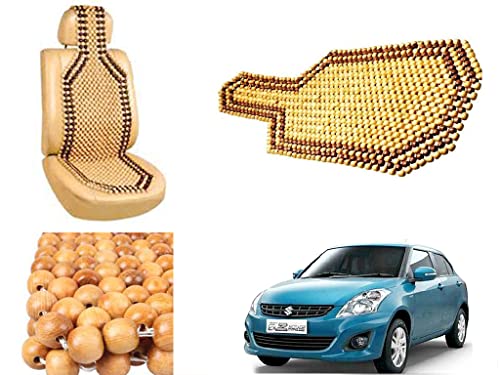 Image of Car Bead Seat Wooden Beads Cushion Cover Pad for Maruti Suzuki Swift Dzire Type 2, Acupressure Sitting Seat Cover | Cream Color - Pack of 1