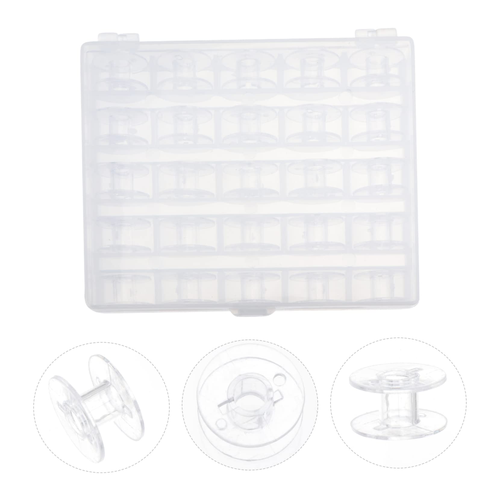 Boîte de rangement transparente pour 25 bobines contenant de la canette, 1 boîtier de canettes vides en plastique, organisateur de canette, boîte à bobine pour organisateur de canette de