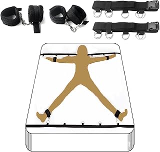 Sex Ties for Ankles and Wrists with Bar Men Bed Bondaged Restraint Kit for Couples Under King Bed Straps Sex Tie Downs Under Mattress Adult Play BDSM Toys Hand Cuff Set for Bedroom Sweatshirt