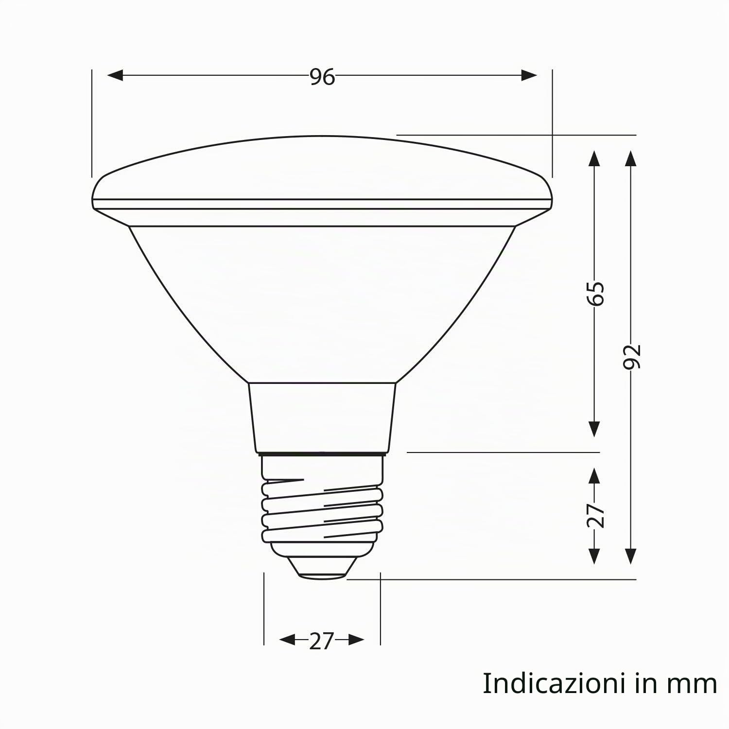 ledscom.de 4x E27 lampadina LED, PAR30 collo corto, bianco caldo (2700 K), 12,9 W, 994lm, 42°, specchio riflettore (argento)