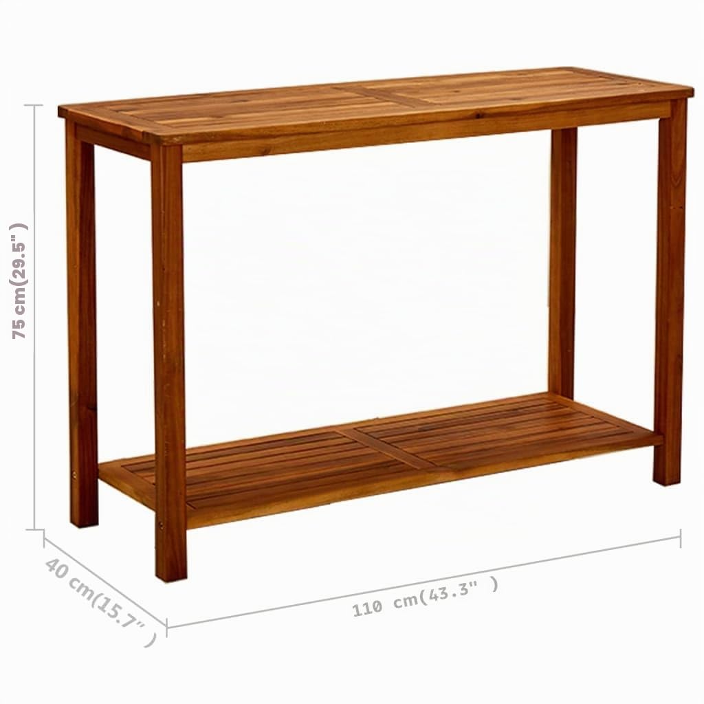 vidaXL Bois d'Acacia Solide Table Console de Jardin Table d'Appoint Table de Patio Meuble de Terrasse Table d'Extérieur 110x40x75 cm
