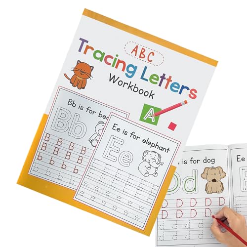 JIEBWCHA Libro para práctica del alfabeto, cuaderno de alfabeto inglés, formato A4, cuaderno interactivo para primeros descubrimientos de 3 a 6 años para aprender a trazar letras para casa y escuela
