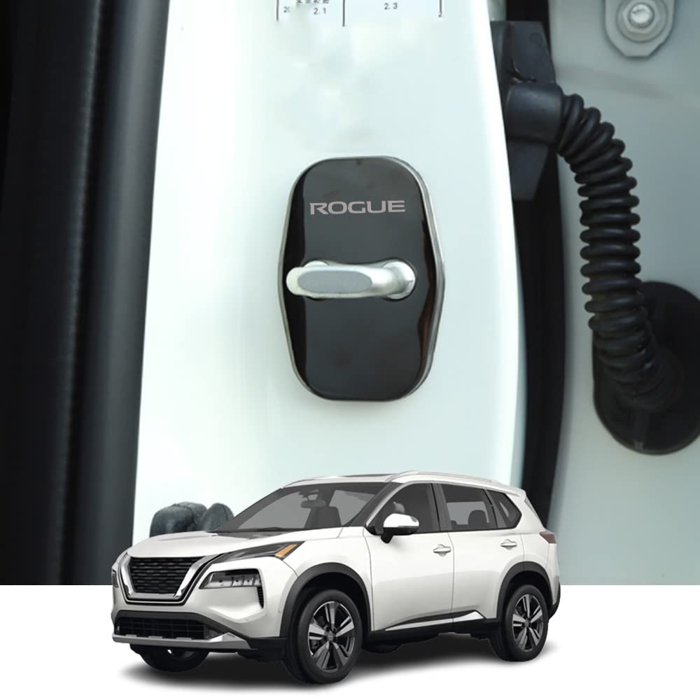 Kakash Custom Interior Accessories for Nissan Rogue 2022 2023 Stainless Steel Car Door Lock Latches Cover, Car Door Lock Protector Car Door Latch Cover Striker Protector(Black)