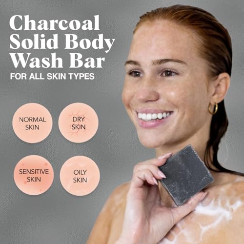 Image of Kitsch Charcoal Soap Body Wash Bar - Detoxifying Bar Soap with Activated Charcoal - Gently Removes Excess Oil & Impurities, Clears Pores, Firms & Moisturizes Skin - Made in USA - 4 oz