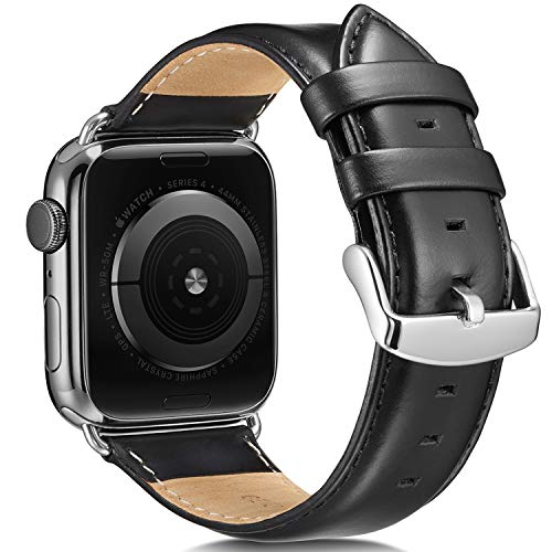 Pierre Case Compatible with Apple Watch Band 44mm 42mm for Series 6 5 4 3 2 1 iWatch Bands Men Genuine Leather Replacement Strap Adjustable Stainless Metal Clasp