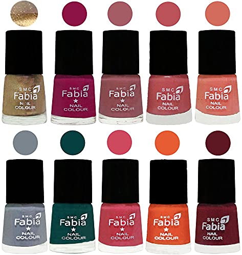 Image of ALL IN ONE (PACK OF 10), Long Lasting Glossy Nail Polish, 6 ml Each, All Vibrant Colours,01925