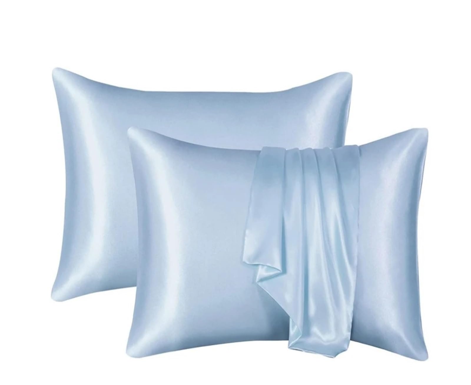 Silky Pillow Covers, Silk Pillowcase Decorative Multicolor 51x66-76cm(Sky Blue,1PCx51x66cm(20x26in))