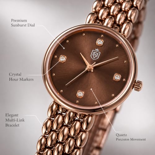 Image of MOOVER Analog Watch for Women & Girls | Luxury Bracelet Style Ladies Wrist Watch | Crystal Dial with Premium Stainless Steel Chain Strap | Fashion Watch for Daily Wear, Party & Gift