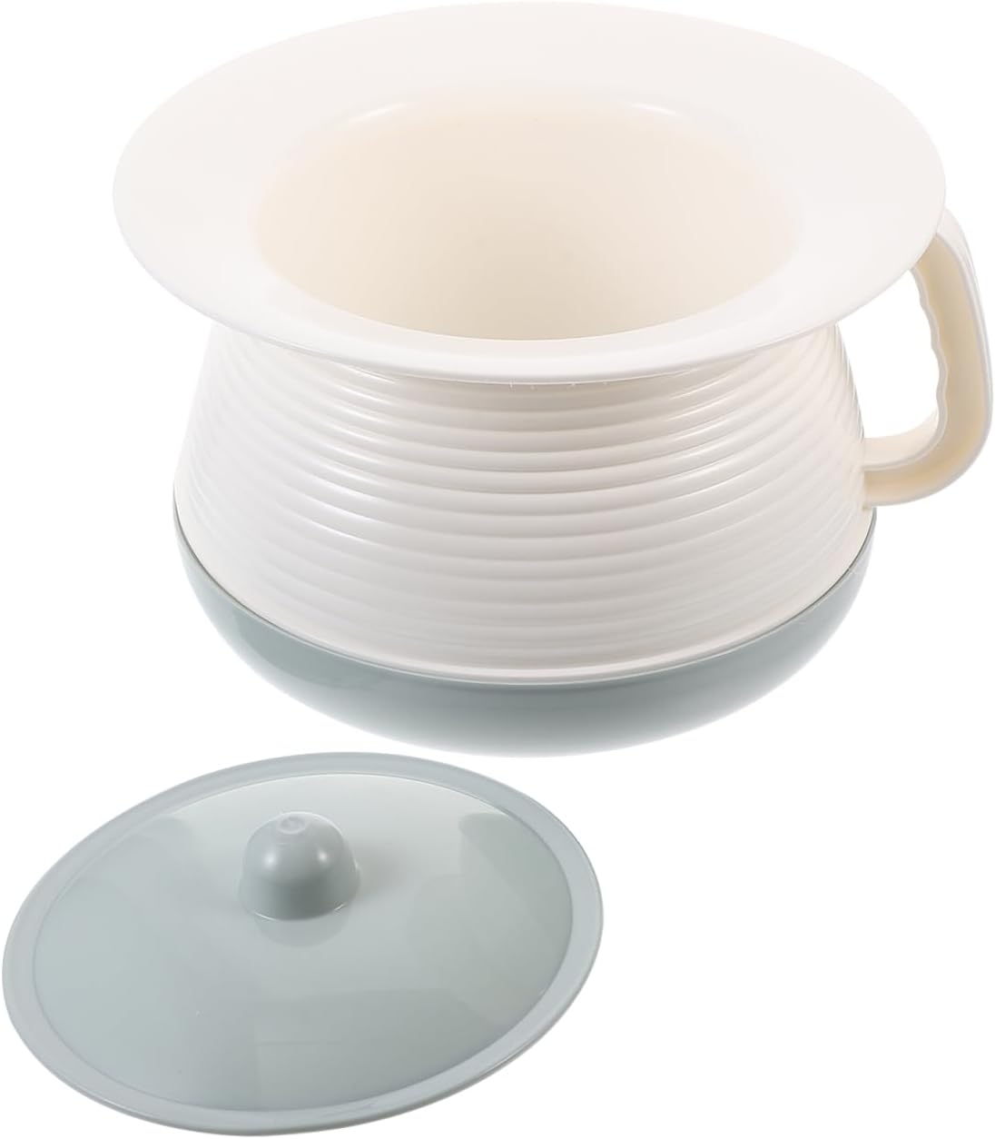 ERINGOGO Bed Pan with Handle and Secure Lid Portable Urine Pot for Adults Elderly Pregnant Women 8.07X8.07X5.31 Inches Lightweight Plastic Bedpan for Night Use and Home Care