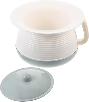 Bed Pan with Handle and Lid Portable Urine Pot for Elderly Pregnant Women Adults Night Use Home Care Easy to Clean 8.07 X 8.07 X 5.31 Inches