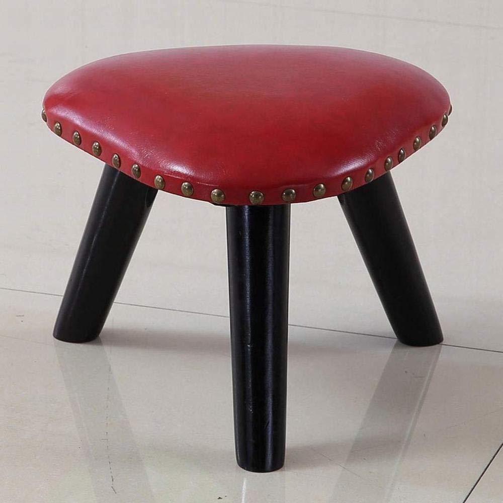 Tabouret en cuir de prestige Z-Brand, assise basse en bois et rivets