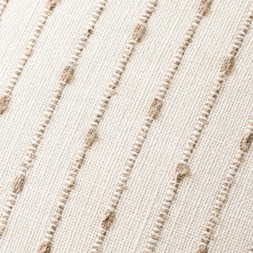 Image of Foindtower Decorative Striped Boucle Throw Pillow Covers 18x18 Cream Camel