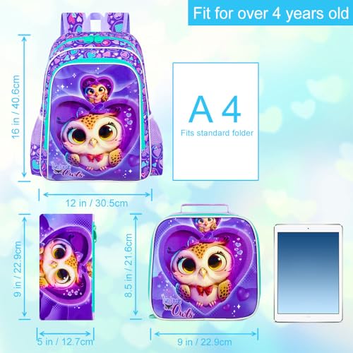 Image of 16 inch Backpack for Girls Boys 4-8, 3Pcs Kids Bookbag Set with Lunch Box, School Bag for Preschool Kindergarten