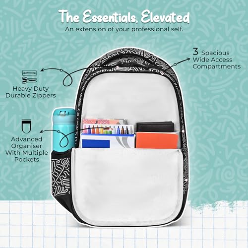 Image of Gear Crafty Doodle 18 inch /32L Large Water Resistant School Bag | Casual Backpack | Daypack | Travel Backpack | Kids Bag for Boys /Girls (Black - Light Grey)