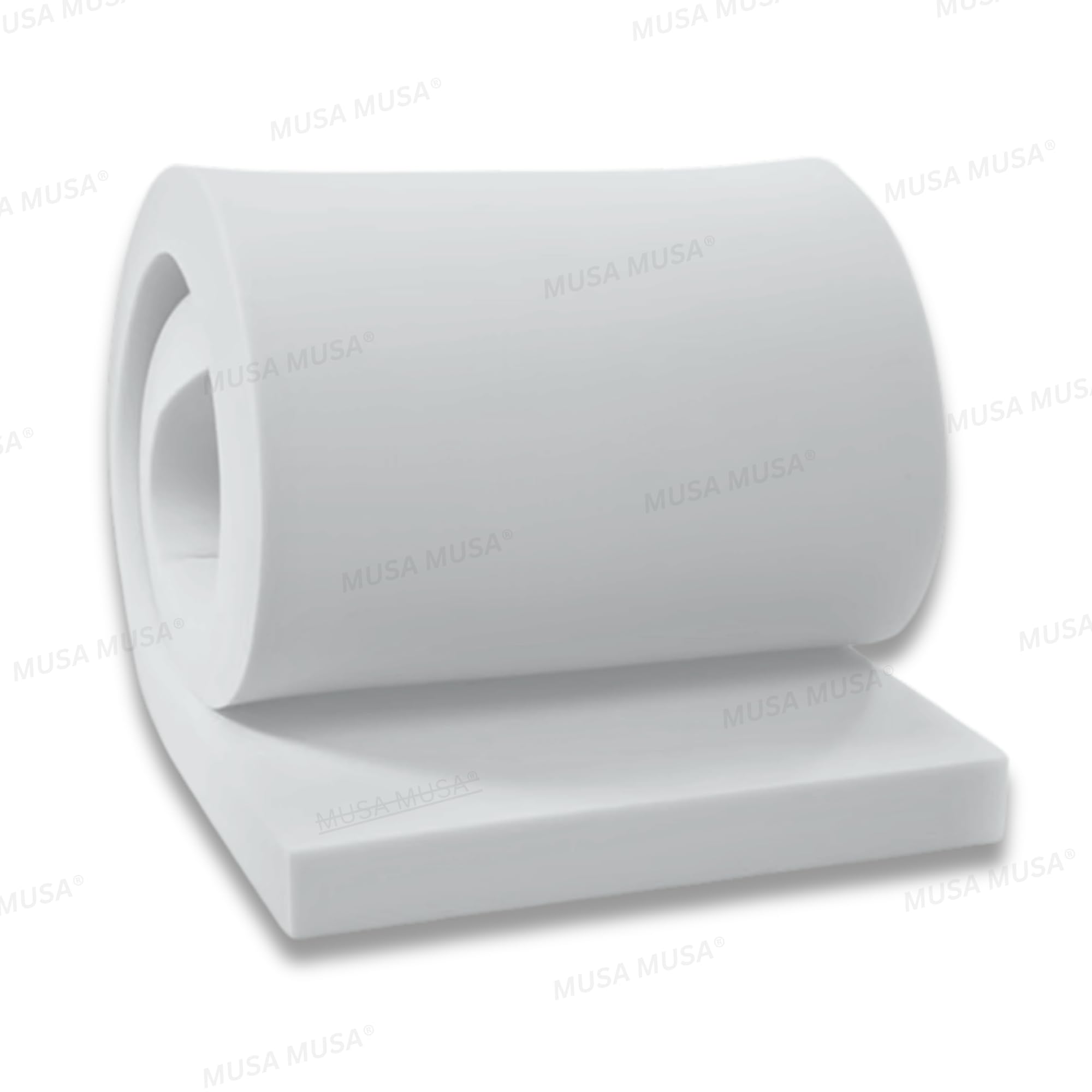 MUSA High Density Upholstery Foam Stool Cushion - Cut to Size High Chair Seat Pad (50 x 50 x 7.5CM), White