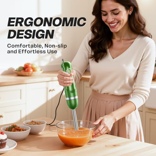 Image of Turelar Immersion Blender Handheld, Corded Electric Blenders Portable Stick Mixer with 2 Mixing Speed and Stainless Steel Blades Emulsifier for Effortless Blending Soup, Smoothies, Puree or Baby Food