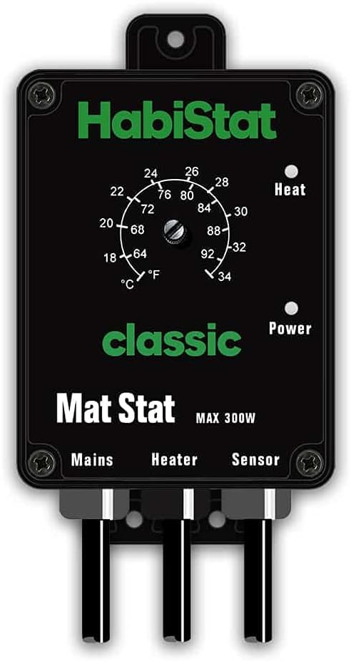 Habistat - Classic On/Off Mat Stat Thermostat - Black - 300w - Accurate Dial - Easy to Use - Ideal For Controlling Heat Mats