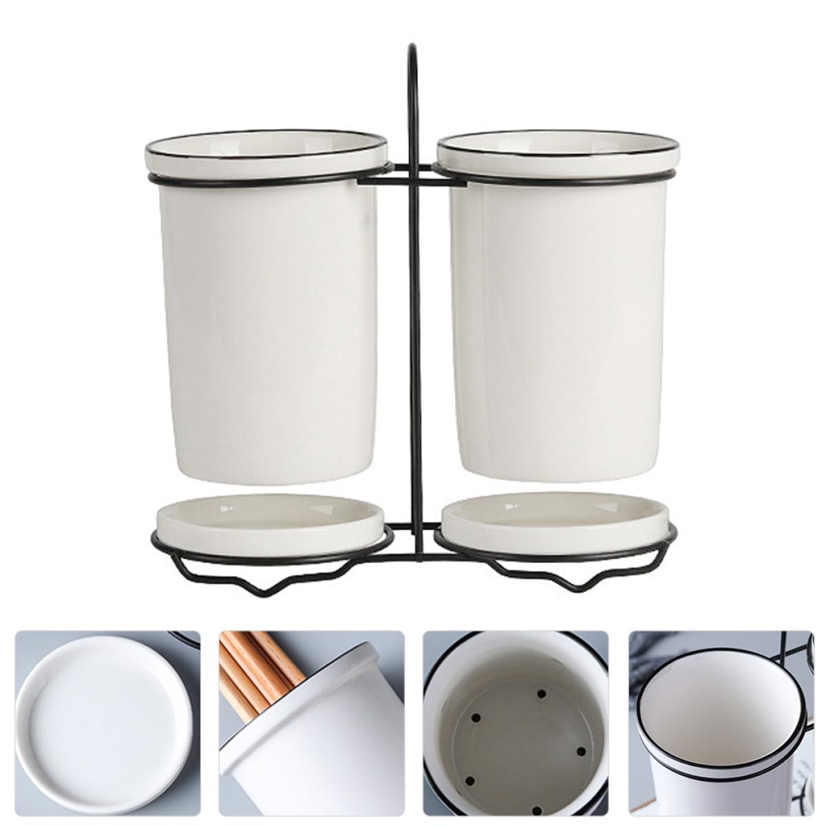 NUOBESTY Support de Baguettes en Céramique Blanc, 1 Set, Cuisine