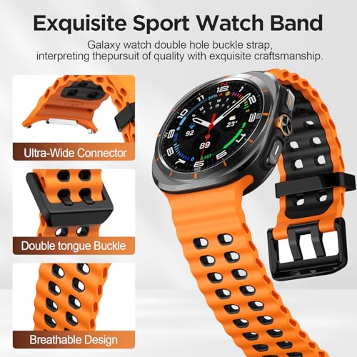 Image of Compatible with Samsung Galaxy Ultra Watch Strap, Double-colored Soft Silicone Galaxy Watch Ultra Strap Adjustable Rugged Sport Bands for Galaxy Ultra Watch 47mm Men Women(NO WATCH)