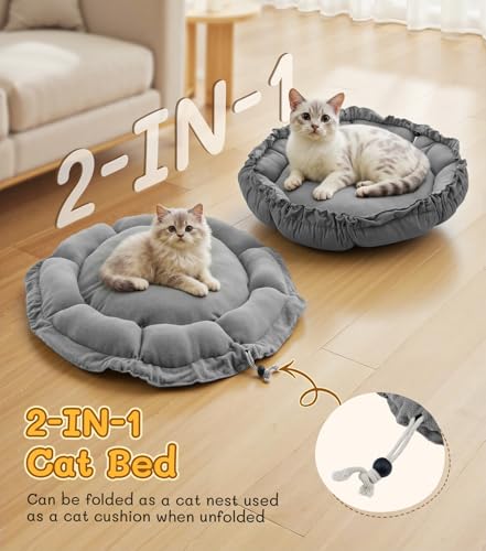 The Fellie Small Dog Bed, Calming Donut Dog Bed, Soft Plush Cat Beds Supportive, Fluffy Tear-resistant Cat Beds for Indoor Cats, Grey, 50X50X20cm - Image 4